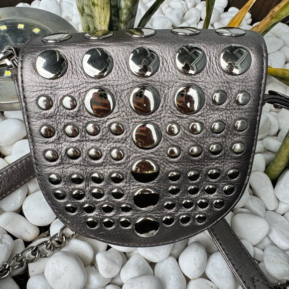 Rebecca Minkoff Metallic Studded Crossbody Bag with Chain Strap - Picture 3 of 10